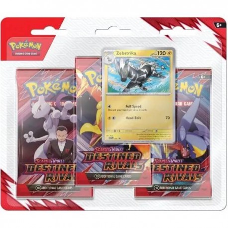 Pokémon TCG: Scarlet & Violet SV10  Destined Rivals -  3 Pack Blister - Zebstrika